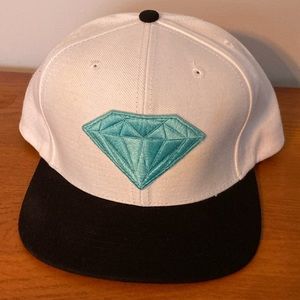 EXCLUSIVE Diamond Supply Co Fresh White, Turq Diamond, Blk Brim Snapback